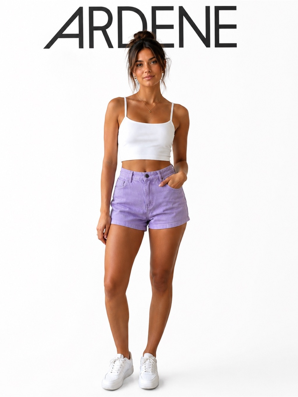 Ardene Lavender High Rise Denim Shorts Size 5 NWT cottagecore beach babe